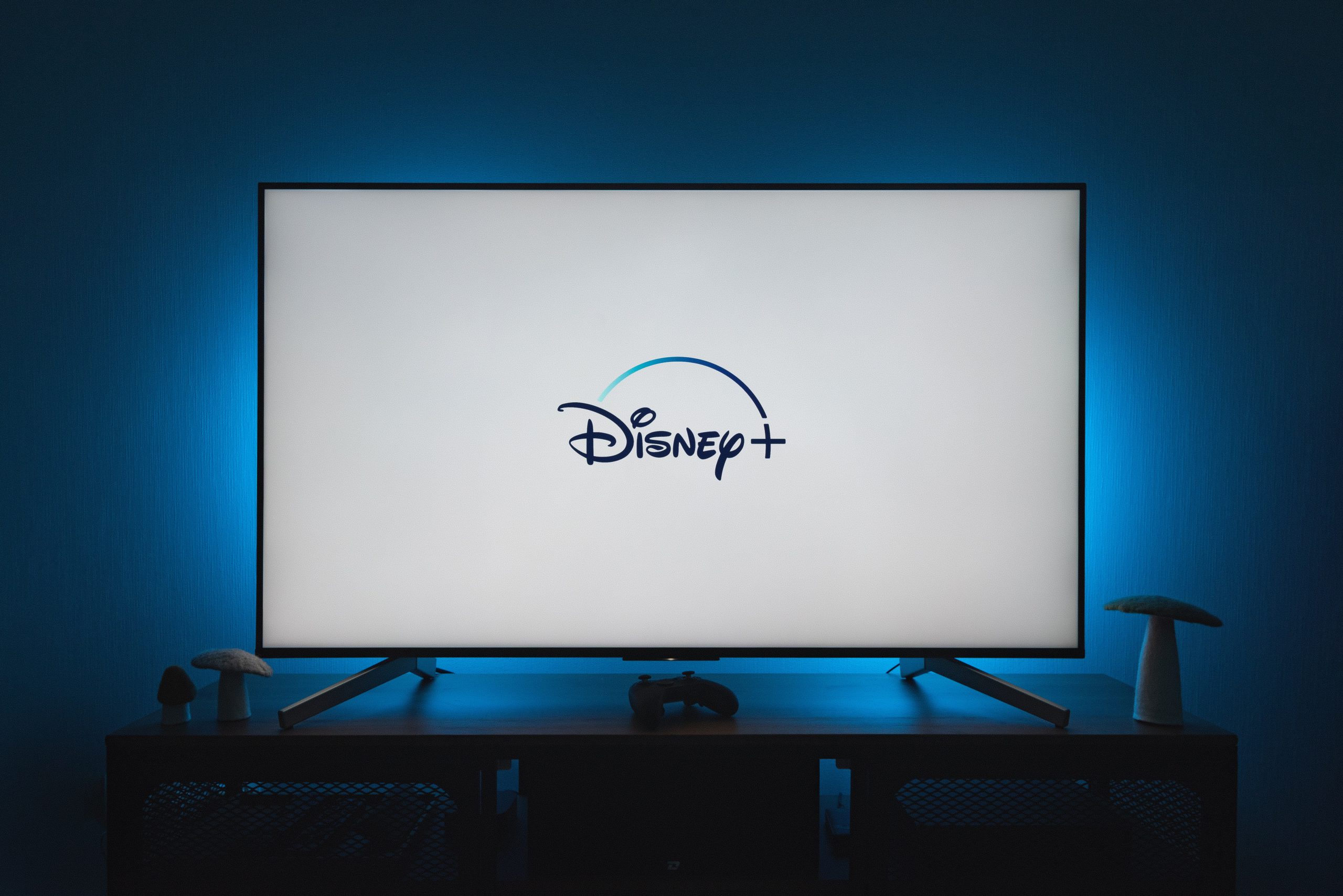 Image of a television with the Disney+ logo on the screen